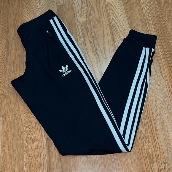 Adidas 3 Striped Joggers Navy Blue & White - Picture 1 of 9